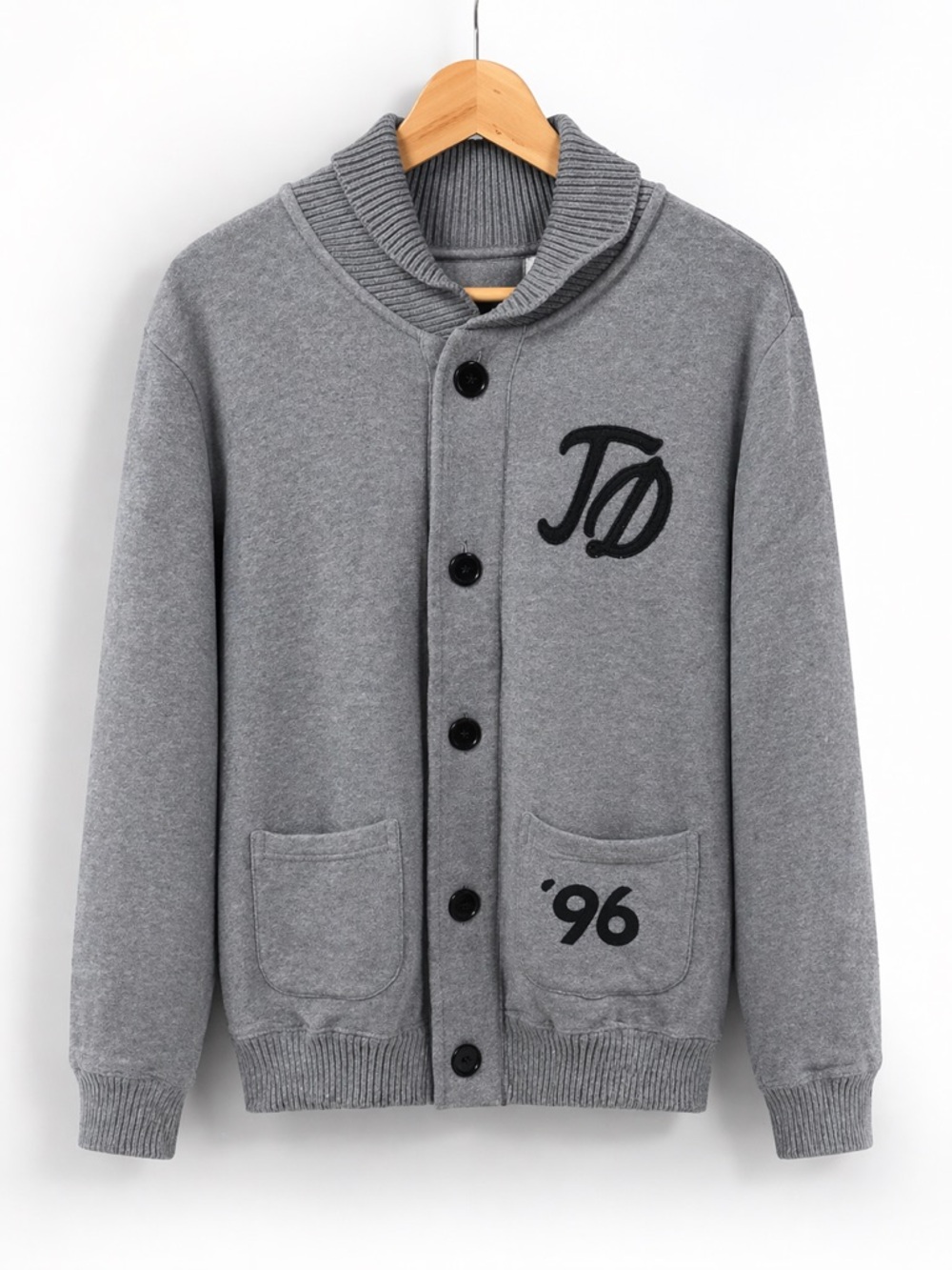 Grey Varsity Cardigan Jacket Size M